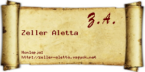 Zeller Aletta névjegykártya
